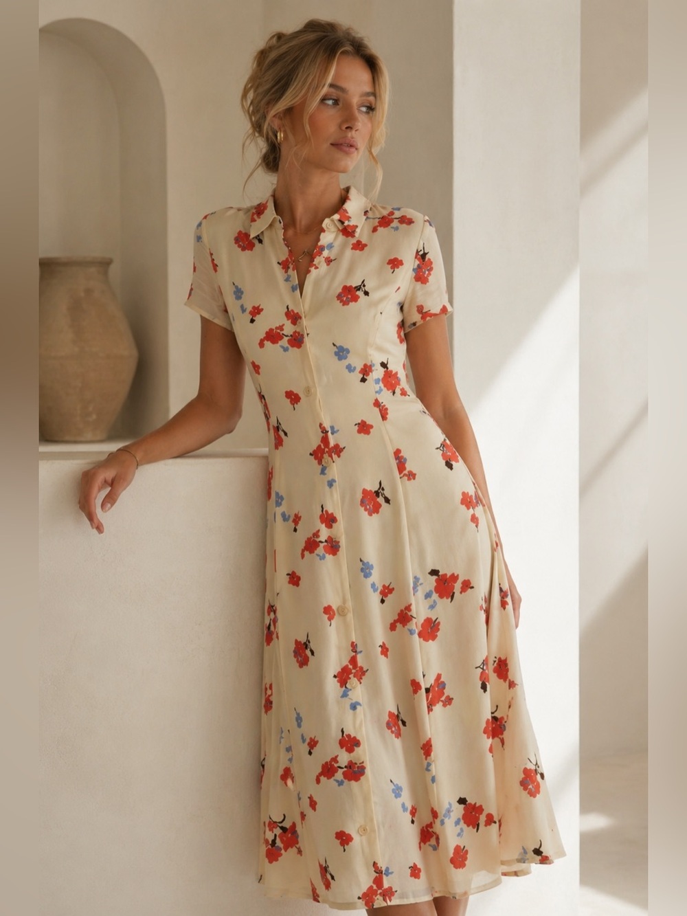 Reformation Floral Midi Dress | Romantic Feminine Vacation Dress